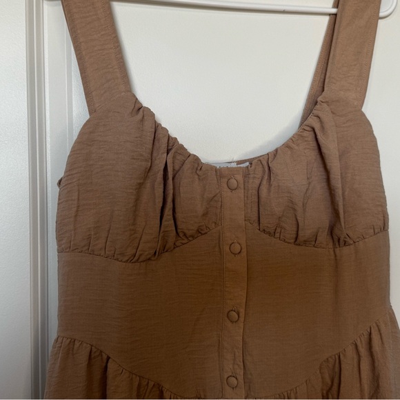 50 ASOS Tan Button-Front Sleeveless Romper - Picture 2 of 7